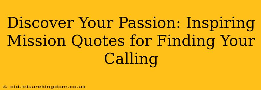 Discover Your Passion: Inspiring Mission Quotes for Finding Your Calling