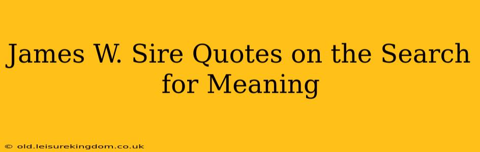 James W. Sire Quotes on the Search for Meaning
